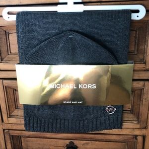 Michael Kors Scarf & Hat Set- Grey